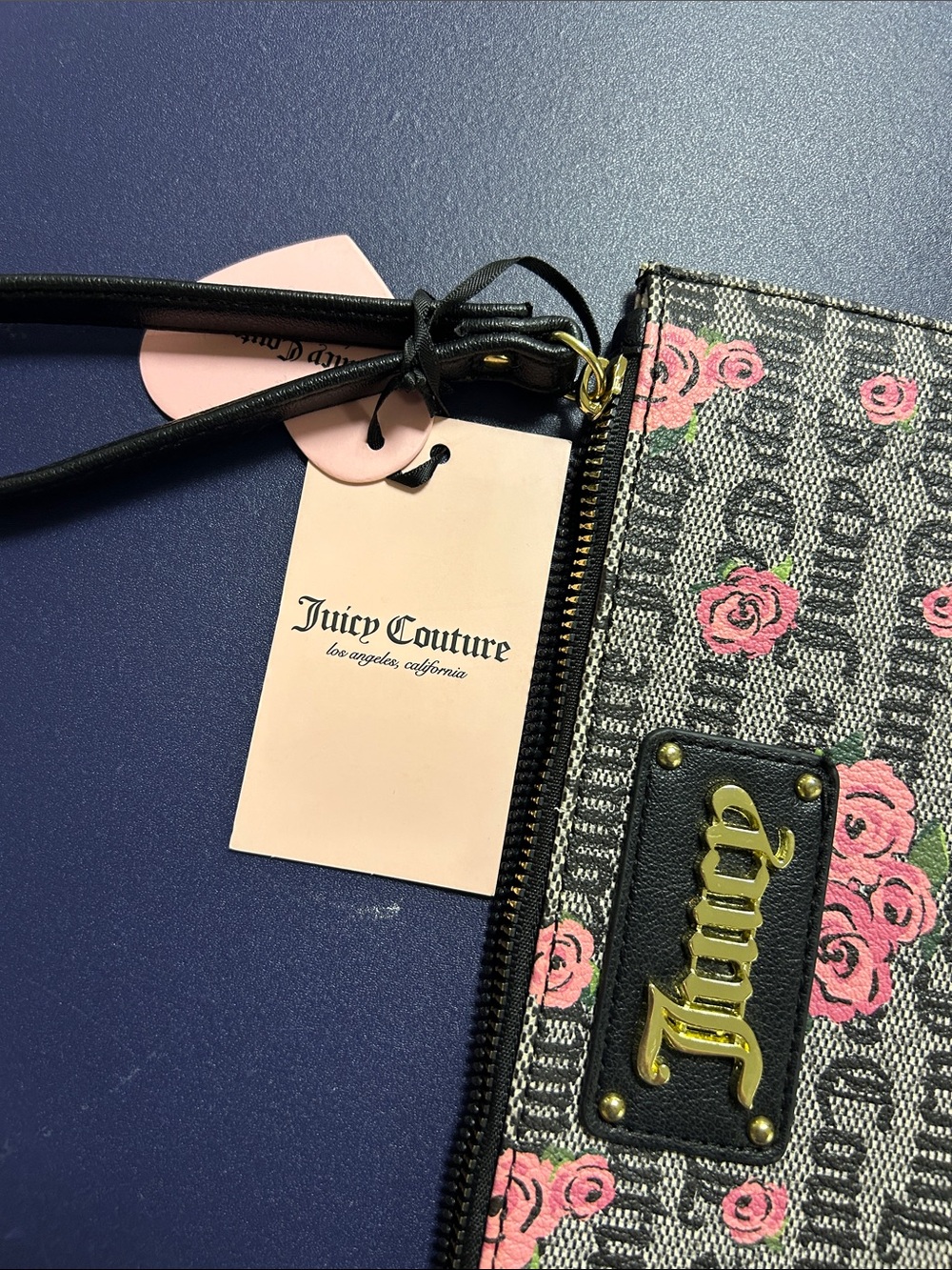 Juicy Couture Pink Rose Logo clutch Pouch with Gold Plaque image 4